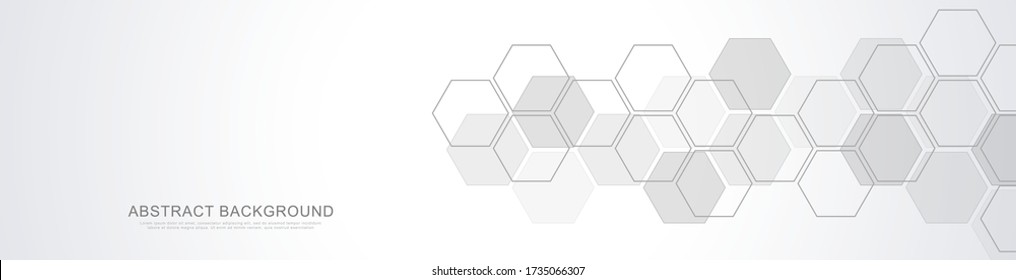 Abstract background with geometric shapes and hexagon pattern. Vector illustration for medicine, technology or science design