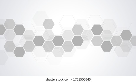 Fondo abstracto con formas geométricas y patrón hexágono. Ilustración vectorial para medicina, tecnología o diseño científico