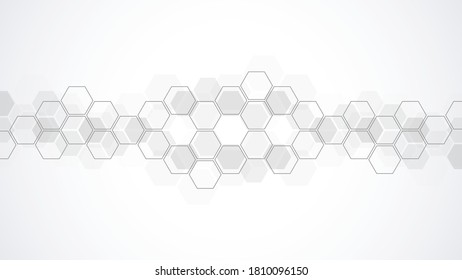 Abstract background with geometric shapes and hexagon pattern. Vector illustration for medicine, technology or science design
