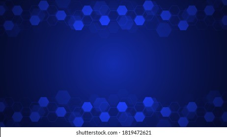 Abstract background with geometric shapes and hexagon pattern. Vector illustration for medicine, technology or science design