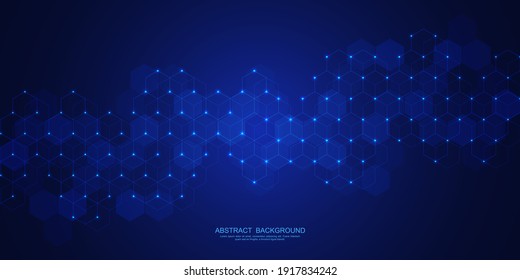 Abstrakter Hintergrund mit geometrischen Formen und Hexagonmuster. Vektorgrafik für Medizin, Technologie oder Wissenschaftsdesign