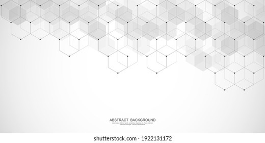 Abstract background with geometric shapes and hexagon pattern. Vector illustration for medicine, technology or science design