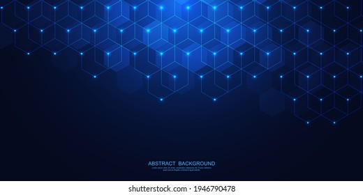Abstract background with geometric shapes and hexagon pattern. Vector illustration for medicine, technology or science design