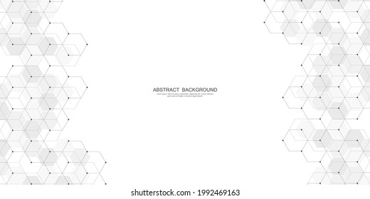 Abstract background with geometric shapes and hexagon pattern. Vector illustration for medicine, technology or science design