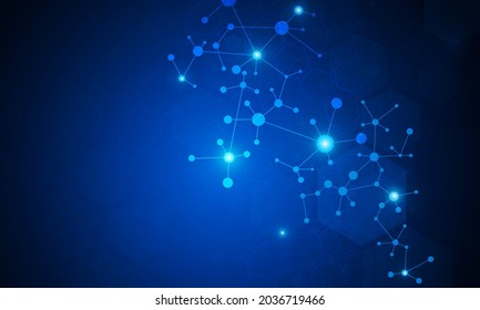 Abstract background with geometric shapes and hexagon pattern. Vector illustration for medicine, technology blue vector design
