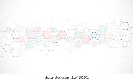 Abstract background with geometric shapes and hexagon pattern
