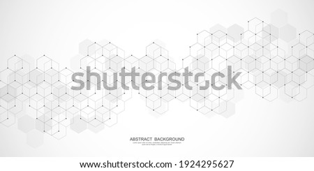 Abstract background with geometric shapes and hexagon pattern. Vector illustration for medicine, technology or science design