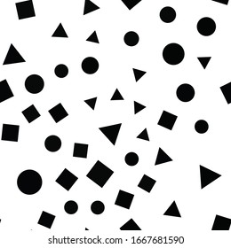 Abstract background with geometric shapes and lines. Triangles, squares and circles eamless pattern.