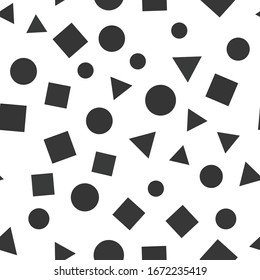 Abstract background with geometric shapes and lines. Triangles, squares and circles eamless pattern.