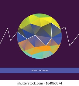 Abstract background with geometric shapes and lines. Stylish triangle pattern inside of circle form, backdrop design template. Vector illustration