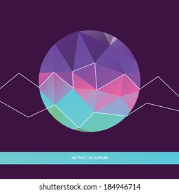 Abstract background with geometric shapes and lines. Stylish triangle pattern inside of circle form, backdrop design template. Vector illustration