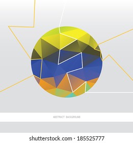 Abstract background with geometric shapes and lines. Stylish triangle pattern inside of circle form, backdrop design template. Vector illustration