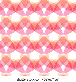Abstract background with geometric shapes and lines in pink and orange colors. Seamless vector pattern.