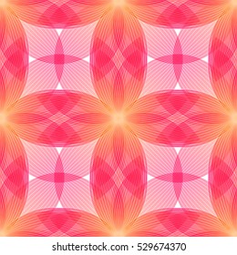 Abstract background with geometric shapes and lines in pink and orange colors. Seamless vector pattern.