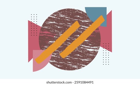 ABSTRACT BACKGROUND WITH GEOMETRIC SHAPES MESSY BRUSH FLAT PASTEL COLOR DESIGN VECTOR TEMPLATE FOR WALLPAPER, COVER DESIGN