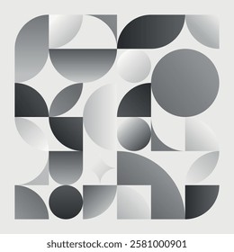 Abstract background with geometric shapes. Monochrome seamless pattern. Trendy wallpaper. Vector illustration.