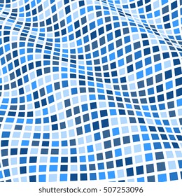 Abstract background of geometric shapes. Geometric mosaic of squares. Wavy background