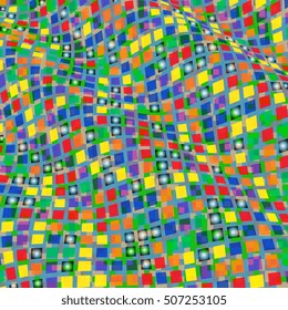 Abstract background of geometric shapes. Geometric mosaic of squares. Wavy background