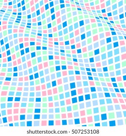Abstract background of geometric shapes. Geometric mosaic of squares. Wavy background
