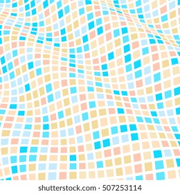 Abstract background of geometric shapes. Geometric mosaic of squares. Wavy background