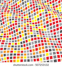 Abstract background of geometric shapes. Geometric mosaic of squares. Wavy background