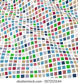 Abstract background of geometric shapes. Geometric mosaic of squares. Wavy background