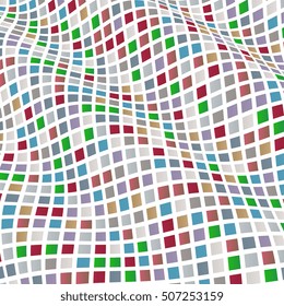 Abstract background of geometric shapes. Geometric mosaic of squares. Wavy background