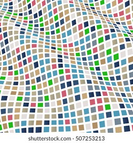 Abstract background of geometric shapes. Geometric mosaic of squares. Wavy background