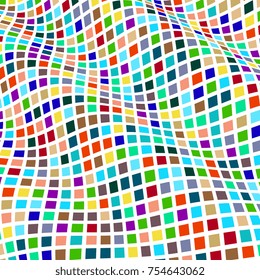 Abstract background of geometric shapes. Geometric mosaic of squares. Wavy background