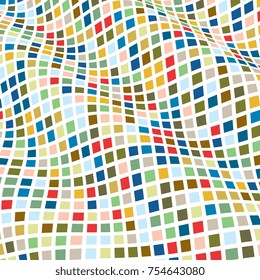 Abstract background of geometric shapes. Geometric mosaic of squares. Wavy background