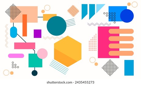FONDO ABSTRACTO CON FORMAS GEOMÉTRICAS COLOR PLANO PASTEL PLANTILLA DE DISEÑO DE MEMPHIS VECTOR PARA FONDO DE PANTALLA, DISEÑO DE CUBIERTA, DISEÑO DE PÁGINA DE INICIO