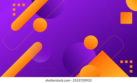 ABSTRACT BACKGROUND WITH GEOMETRIC SHAPES PURPLE ORANGE GRADIENT SMOOTH LIQUID COLORFUL DESIGN VECTOR TEMPLATE GOOD FOR MODERN WEBSITE, WALLPAPER, COVER DESIGN 
