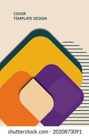 Abstract background with geometric shapes. Rounded squares and stripes. Template for your corporate design. Vector illustration