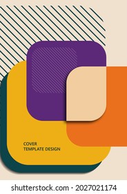 Abstract background with geometric shapes. Rounded squares and stripes. Template for your corporate design. Vector illustration