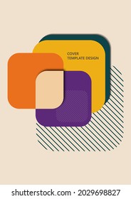 Abstract background with geometric shapes. Rounded squares and stripes. Template for your corporate design. Vector illustration