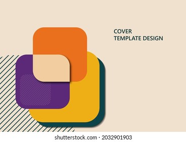 Abstract background with geometric shapes. Rounded squares and stripes. Template for your corporate design. Vector illustration