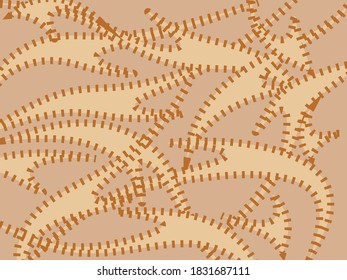 Abstrakter Hintergrund geometrischer Formen in beigem Sand.