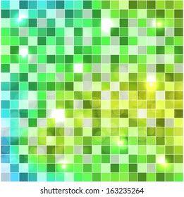 Abstract background of geometric shapes of squares, a mosaic of green. Vector EPS 10 illustration.