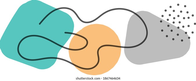 Abstract background with geometric shapes in trendy shades of gray, green and brown. Doodle drawings for web screensavers, template for cover or postcard design in modern style.