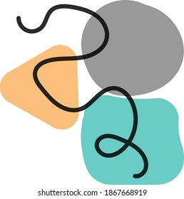 Abstract background with geometric shapes in trendy shades of gray, green and brown. Doodle drawings for web screensavers, template for cover or postcard design in modern style.