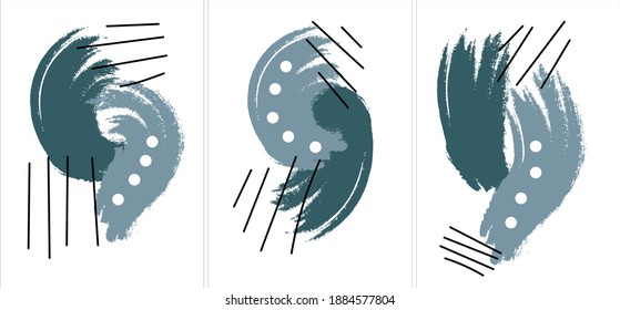 Fondo abstracto con formas geométricas en tonos grises, verdes y marrones. Dibujos de cartón para salvapantallas web, plantilla para diseño de portada o postales de estilo moderno.