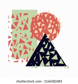Abstract background of geometric shapes using triangular patterns of different colors and arrangements
