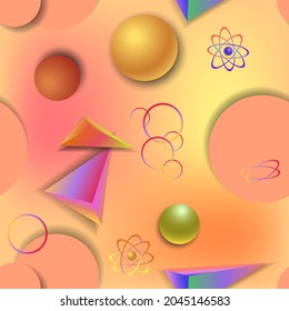 Abstract background of geometric shapes.Bright geometric shapes with shadows on a colored background in a vector pattern.