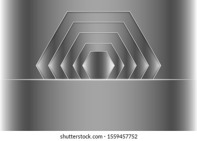 Abstract background with geometric shapes.Polygon frame of silver metal technology concept.  Layout for business presentations, flyers, posters.Vector illustration.Eps10 