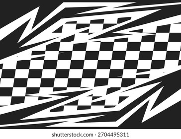 Abstract background with geometric spike line and checkered flag pattern and with some copy space area
