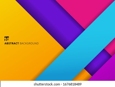 Abstract background geometric stripes colorful overlapping layer with shadow and space for your text. Vector illustration