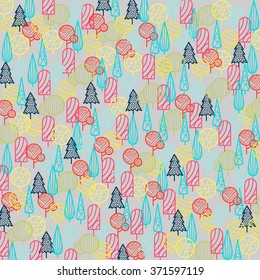 Abstract background with geometric stylized trees. Geometric pattern trees with place for text or pictures. Good for wallpapers, web page,  textures, wrapping paper, scrapbook. Ecology concept. Vector