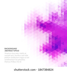 An abstract background with a geometric texture of triangles. White copy space for text. Stock vector illustration.