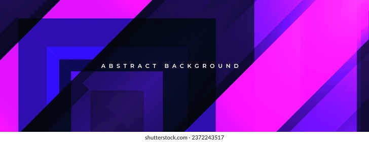 Abstract background with geometric triangle shapes. Purple and pink wide futuristic illustration vector banner.
