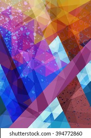 Abstract background. Geometric abstract vector background, pastel color. Modern and stylish abstract design poster, cover, card design. Hand drawn vintage texture, dots pattern and geometric elements